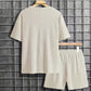 💕Zomerse herenset 2-delig - T-shirt met druppelschouder en koordshort