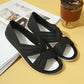 Comfortabele sandalen met een effen kleur strikje