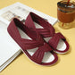 Comfortabele sandalen met een effen kleur strikje