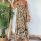 Dames Sexy Spaghetti Bandjes Bloemenprint Lange Jurk
