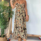 Dames Sexy Spaghetti Bandjes Bloemenprint Lange Jurk