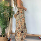 Dames Sexy Spaghetti Bandjes Bloemenprint Lange Jurk