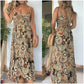 Dames Sexy Spaghetti Bandjes Bloemenprint Lange Jurk