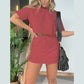 Casual Effen Kleur 2-Delige Set - Chique Top & Ultra-Korte Rok