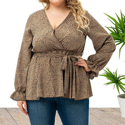 Wikkel Blouse met V-hals en Ruches Lange Mouwen