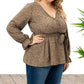 Wikkel Blouse met V-hals en Ruches Lange Mouwen