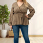 Wikkel Blouse met V-hals en Ruches Lange Mouwen