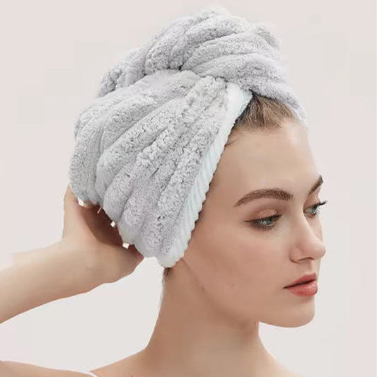 Hair Drying Towel Cap with Button