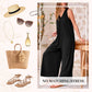 🌸Mouwloze V-hals wijde pijpen jumpsuit voor dames