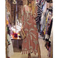 Vintage kokosboomprintjurk voor dames met 3/4 mouw en split zoom