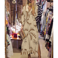 Vintage kokosboomprintjurk voor dames met 3/4 mouw en split zoom