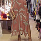 Vintage kokosboomprintjurk voor dames met 3/4 mouw en split zoom