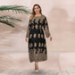 Dames Plus Size Ronde Hals Losse Bedrukte Maxi Jurk