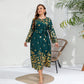 Dames Plus Size Ronde Hals Losse Bedrukte Maxi Jurk
