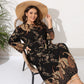 Dames Plus Size Ronde Hals Losse Bedrukte Maxi Jurk
