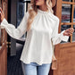 Dames Herfst Effen Rimpel Langemouw Jacquard Top