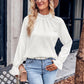 Dames Herfst Effen Rimpel Langemouw Jacquard Top