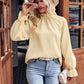 Dames Herfst Effen Rimpel Langemouw Jacquard Top