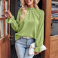 Dames Herfst Effen Rimpel Langemouw Jacquard Top