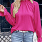 Dames Herfst Effen Rimpel Langemouw Jacquard Top