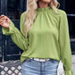 Dames Herfst Effen Rimpel Langemouw Jacquard Top