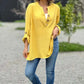 Dames Effen Kleur Knoop Doorknoop Lange Mouw Blouse