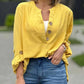 Dames Effen Kleur Knoop Doorknoop Lange Mouw Blouse
