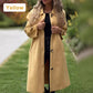 Lange Effen Kleur Jas met Knoopsluiting voor Dames
