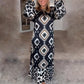 Bohemian Casual Bedrukte Lange Mouw Jurk voor Dames