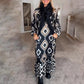 Bohemian Casual Bedrukte Lange Mouw Jurk voor Dames