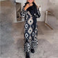 Bohemian Casual Bedrukte Lange Mouw Jurk voor Dames