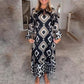 Bohemian Casual Bedrukte Lange Mouw Jurk voor Dames