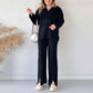 Dames Set van Knit Ribbel Tweedelig met Broek met Split Benen