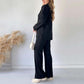 Dames Set van Knit Ribbel Tweedelig met Broek met Split Benen