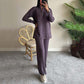 Dames Set van Knit Ribbel Tweedelig met Broek met Split Benen