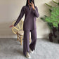 Dames Set van Knit Ribbel Tweedelig met Broek met Split Benen