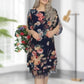Elegante damesjurk met losse rozenprint