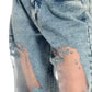 Dames vintage mesh patchwork print jeans