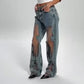 Dames vintage mesh patchwork print jeans