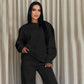 Effen Kleur Ronde Hals Top met Lange Mouwen en Losse Broek (2-Delig Set)