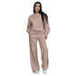 Effen Kleur Ronde Hals Top met Lange Mouwen en Losse Broek (2-Delig Set)
