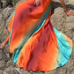 ✨Nieuwe collectie✨Neon zonsondergang bedrukte metalen decoratie uitgesneden rug tie-up vakantie maxi-jurk