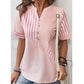 Dames casual oversized V-hals gestreepte top