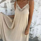 Elegante Kant Maxi Jurk met V-hals en Spaghetti Bandjes voor Vrouwen