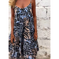 Maxi-jurk met luipaardprint en spaghetti