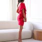 Cocktailkleid met één schouder en ruches