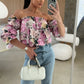 🌸Speciale prijs 🌸Bedrukte blouse over de schouder