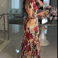 🌹 HOT SALE 49% OFF 🌹 Damen V-Ausschnitt Floral Printed Plissee Kleid