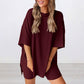 Loose Fashion Tweedelige Casual Set in effen kleur met korte mouwen en korte broek