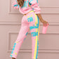 Dames tweedelig set met kleurrijke print: sweatshirt en joggingbroek